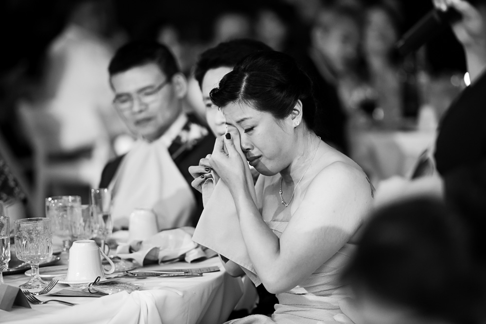 Emotional moment at the wedding.